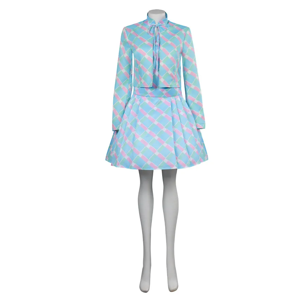 2023 Margot Robbie Blue Coat Dress Outfits Halloween Carnival Suit Cosplay Costume