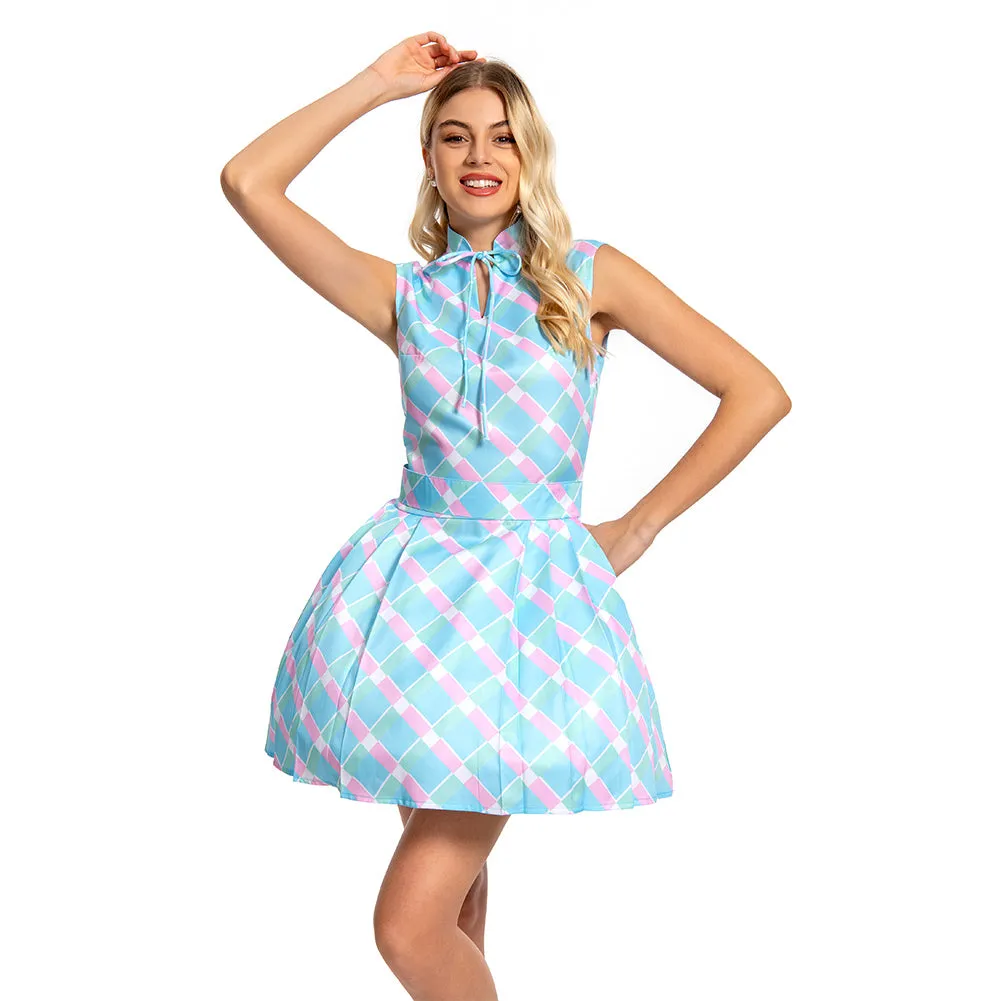 2023 Margot Robbie Blue Coat Dress Outfits Halloween Carnival Suit Cosplay Costume