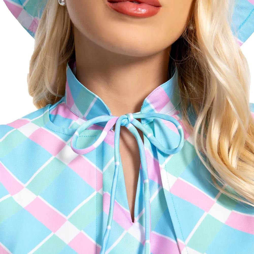 2023 Margot Robbie Blue Coat Dress Outfits Halloween Carnival Suit Cosplay Costume