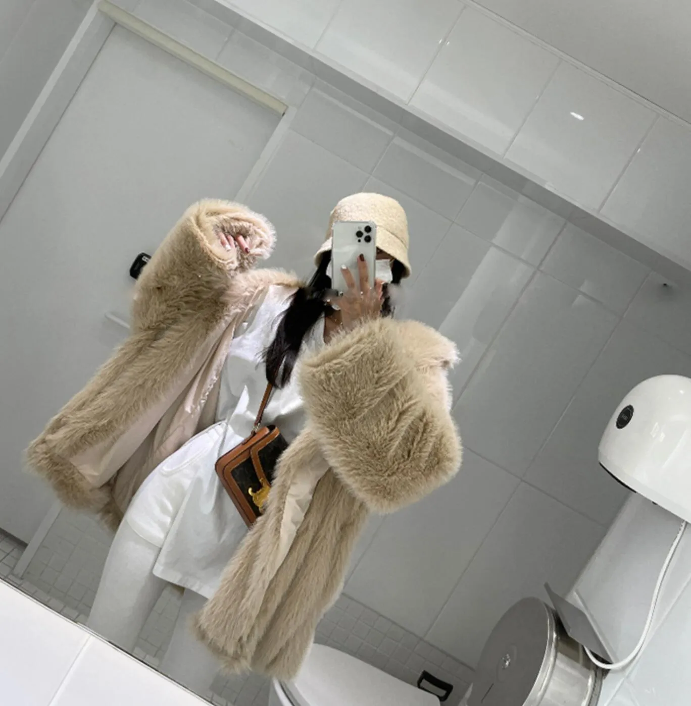 Boho Winter Coat, Fur Coat, Faux Fox Fur, Jolie in Brown