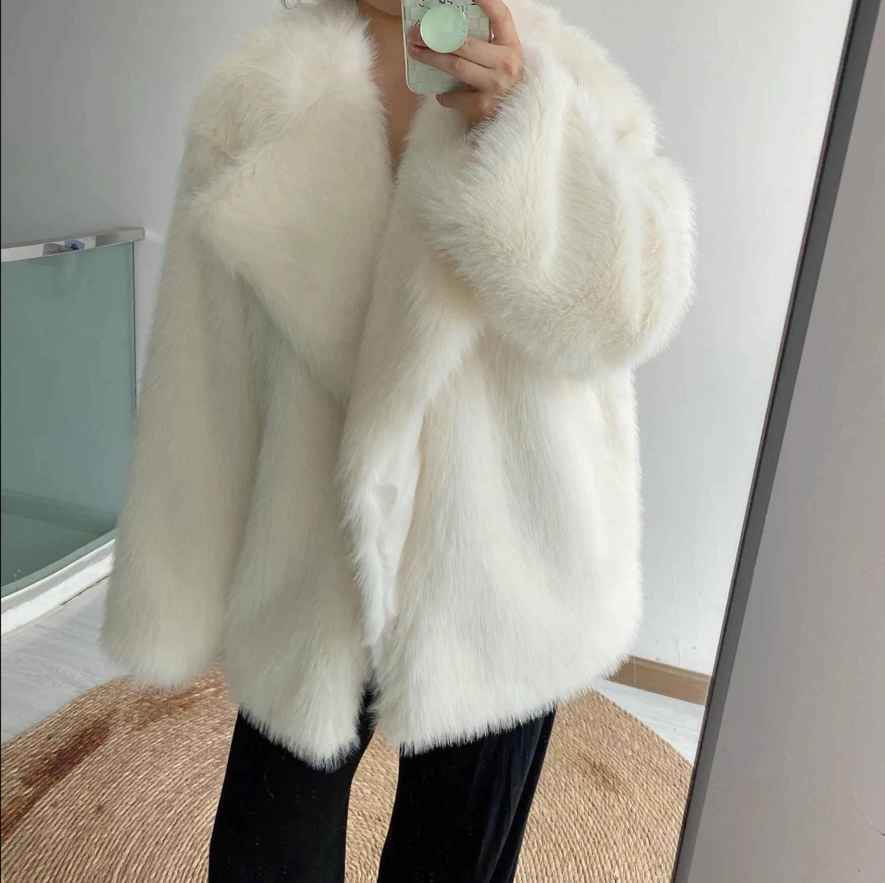 Boho Winter Coat, Fur Coat, Faux Fox Fur, Jolie in Brown