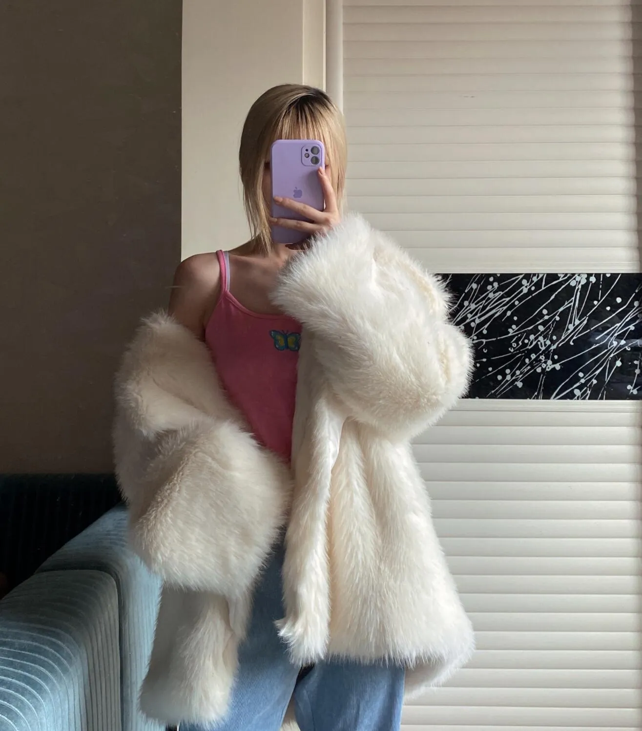 Boho Winter Coat, Fur Coat, Faux Fox Fur, Jolie in Brown