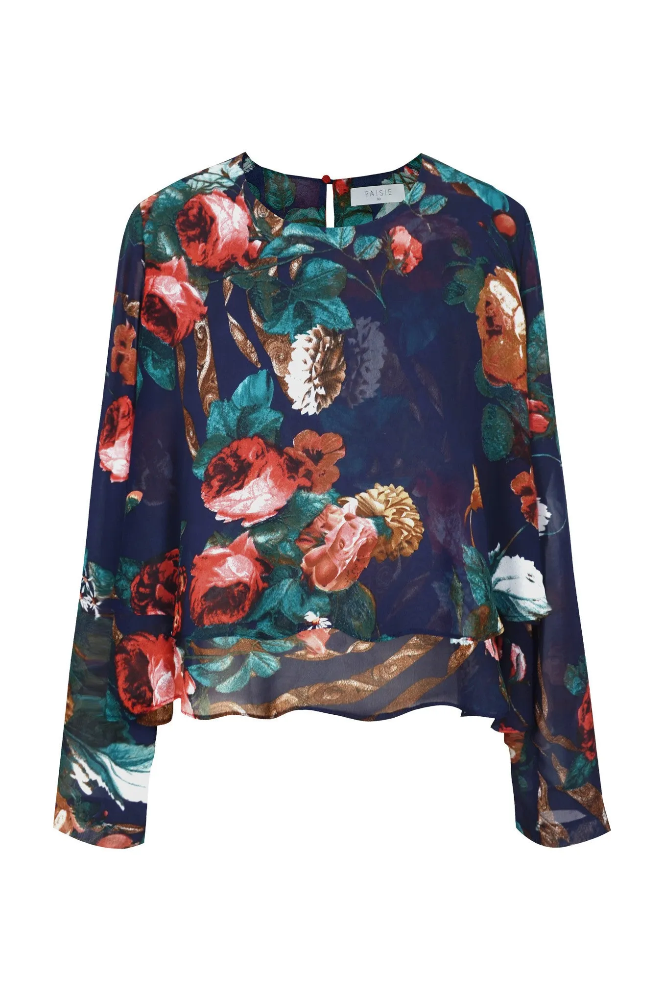 Double Layer Flare Top in Winter Floral Print