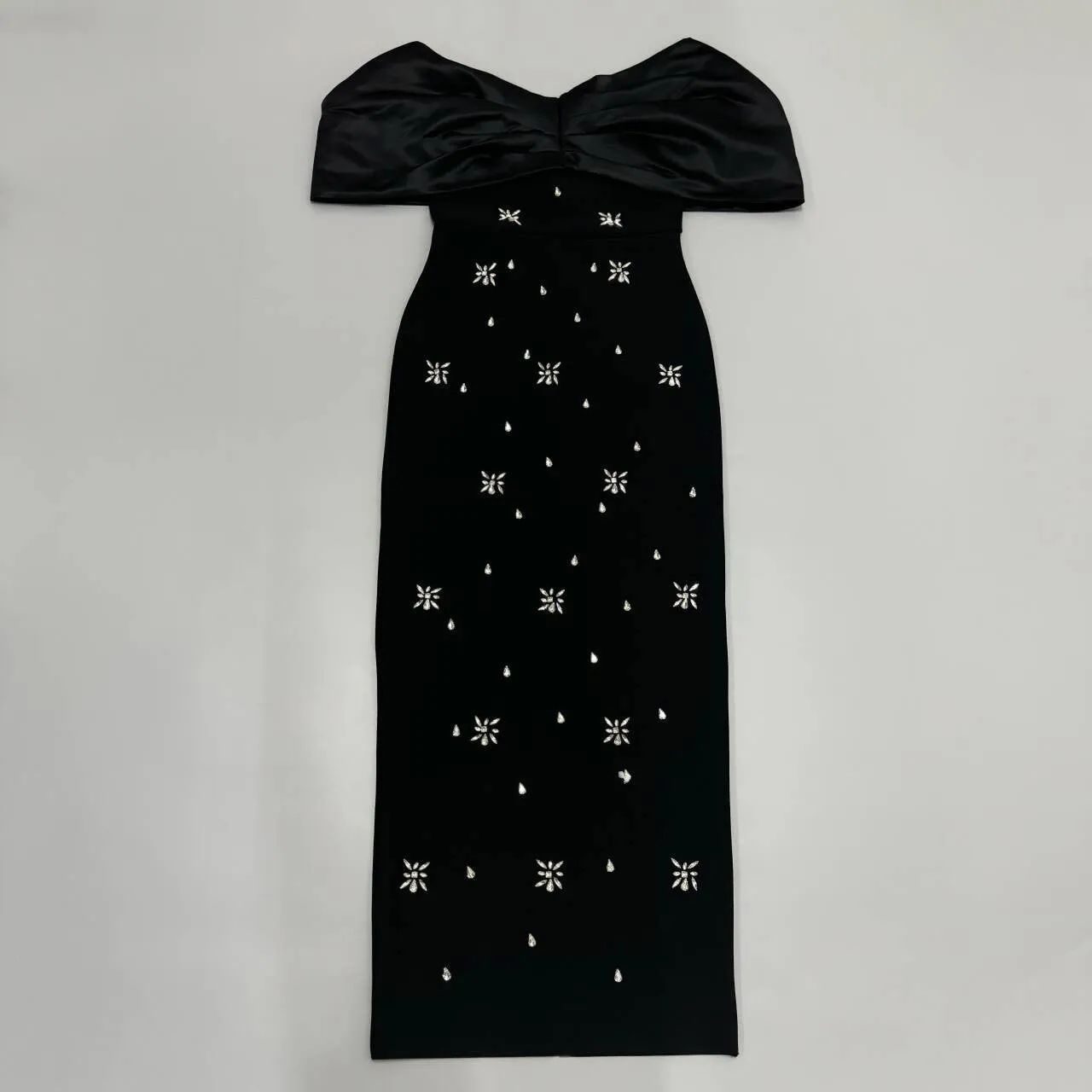 Elegant Off Shoulder Bow Rhinestone Evening Dress