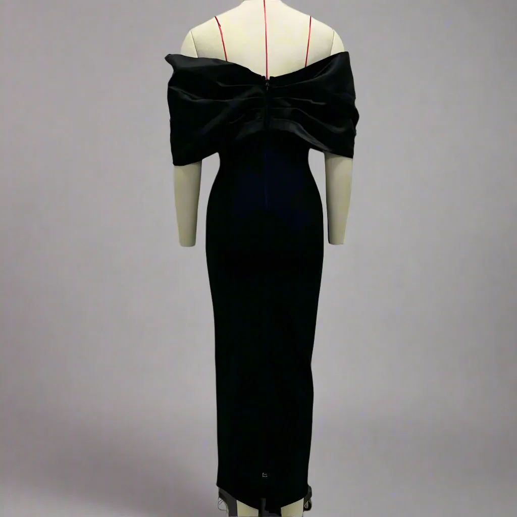 Elegant Off Shoulder Bow Rhinestone Evening Dress