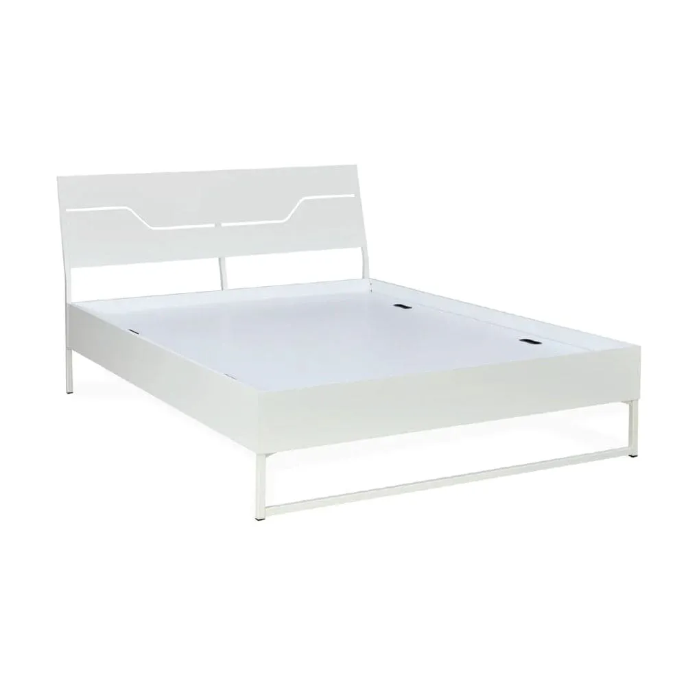 Grande Wood and Metal Hybrid Bed (White)   Plus Memory Foam Mattress (Queen)