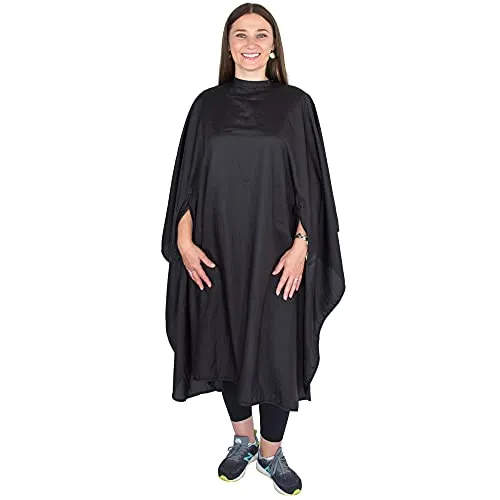 Hair Cutting Cape with Armholes - Professional Salon Cape - 100% Nylon - Haircut Cape - Hairdresser Cape - Styling Cape - Hair Gown - Hair Dressing Cape (Black)