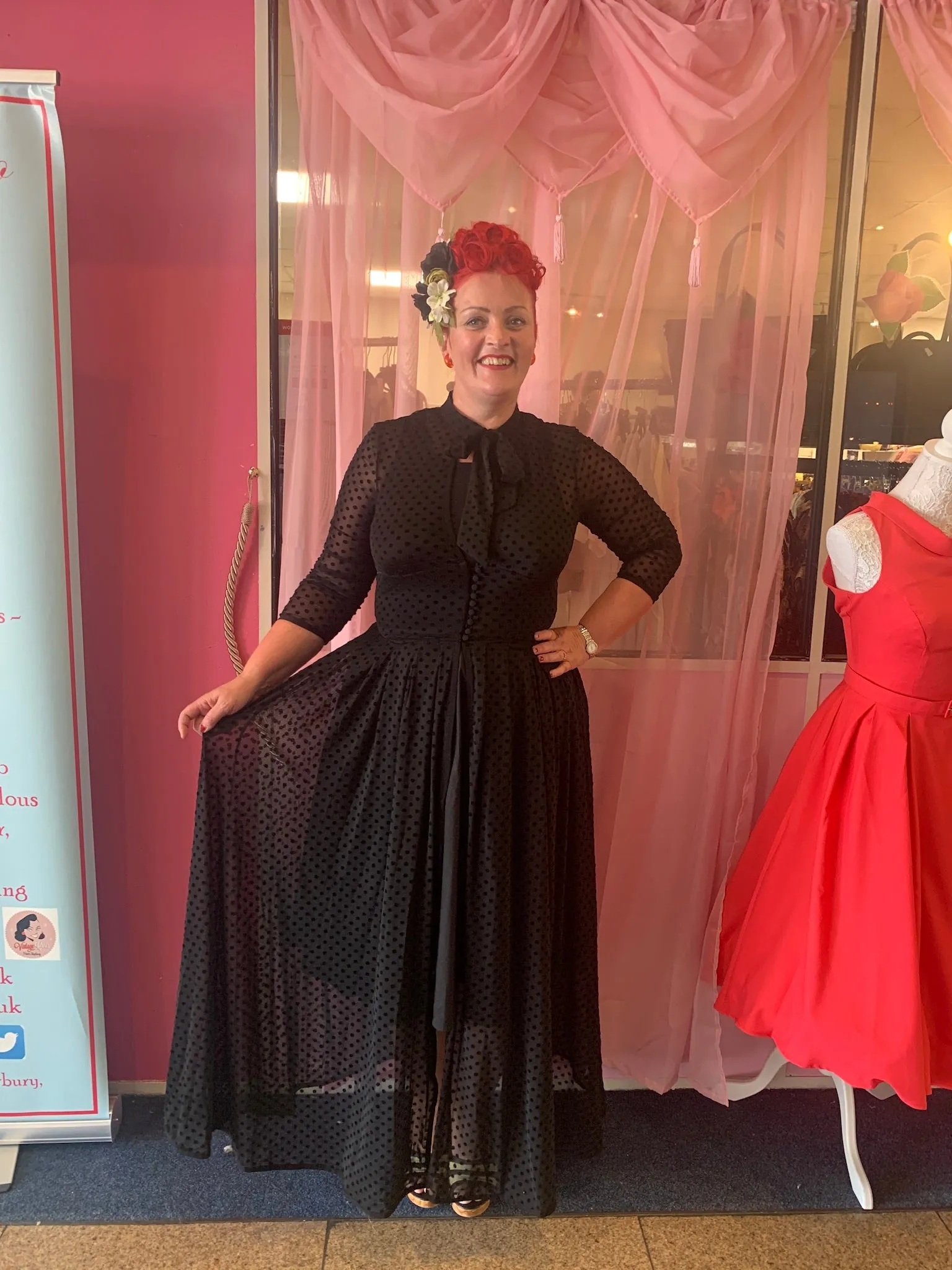 I Love Lucy Black Swiss Dot Starlet Duster