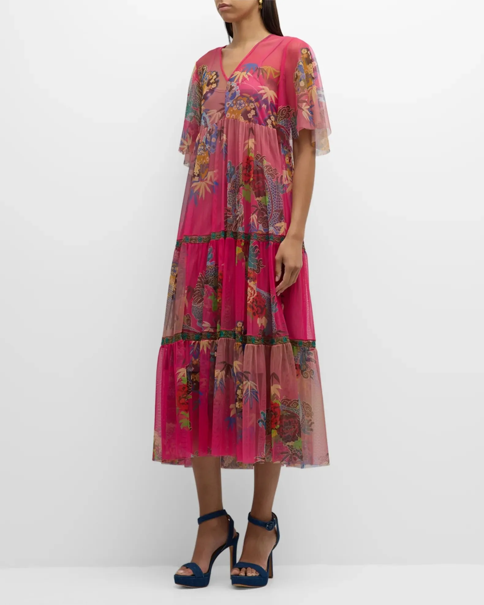 Johnny Was Mazzy Tierd Dress in Dralion Print