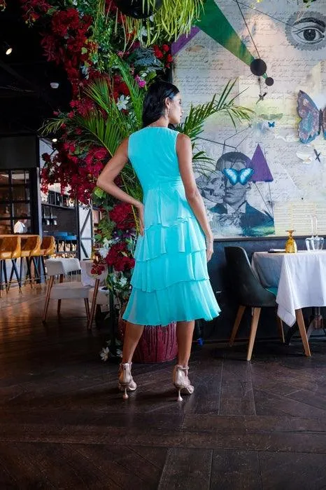 Layered Chiffon Midi Dress