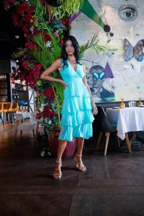 Layered Chiffon Midi Dress