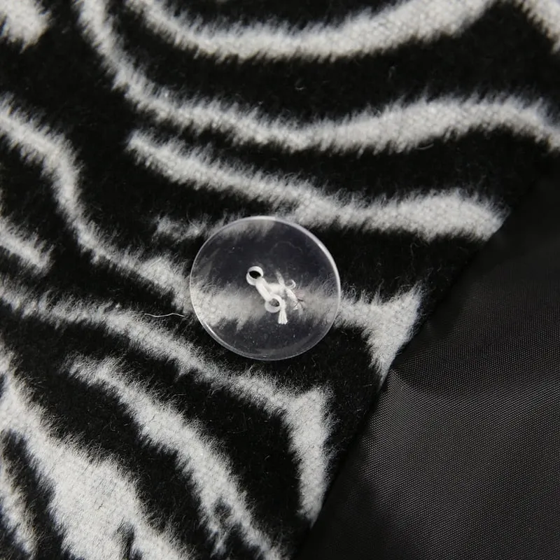 Lorna Zebra Print Maxi Wool Coat