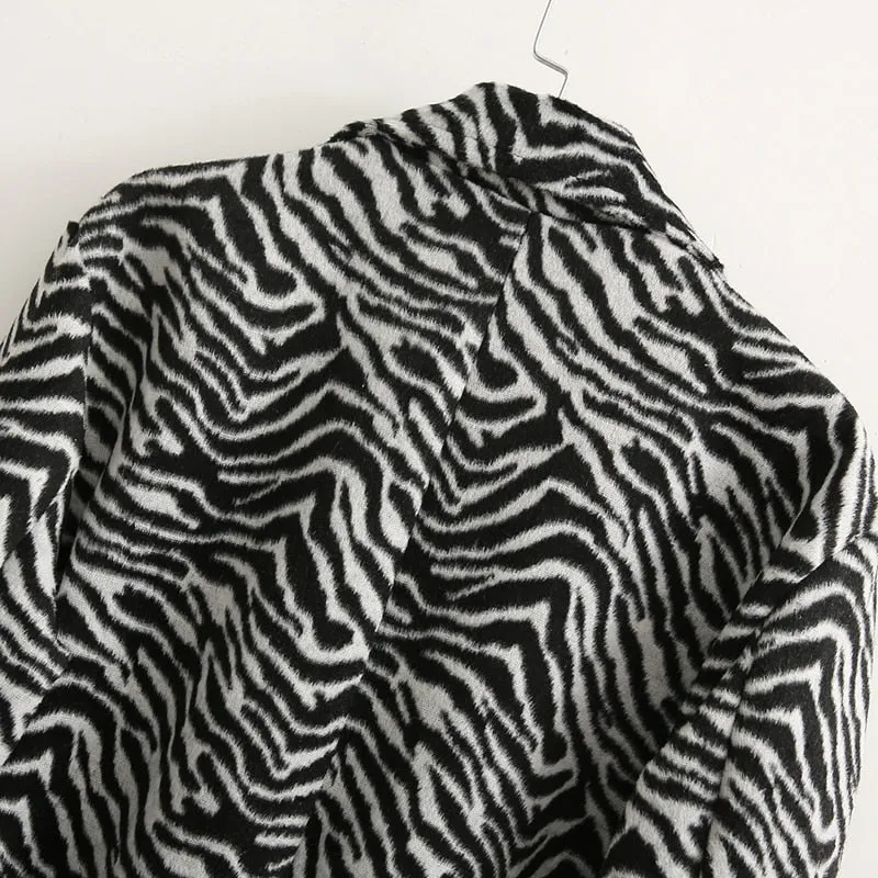 Lorna Zebra Print Maxi Wool Coat