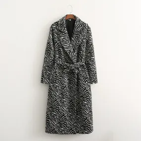 Lorna Zebra Print Maxi Wool Coat