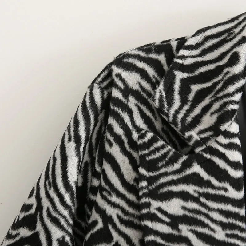 Lorna Zebra Print Maxi Wool Coat