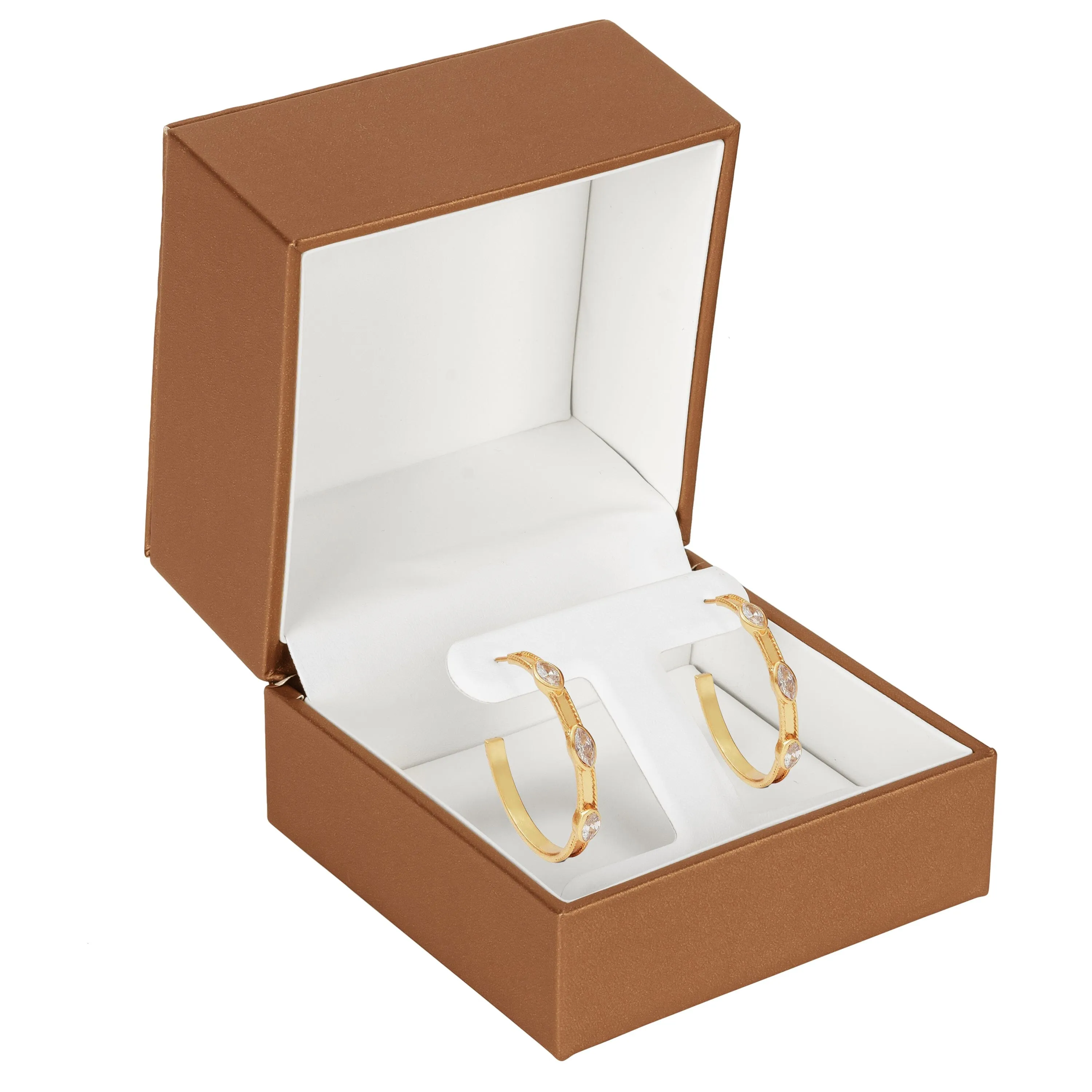 Luxury Leather Large Hoop Earring Box, Opulent Collection