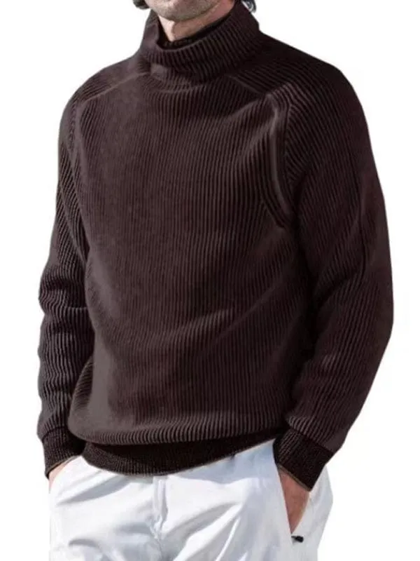 Men's High Collar Long Sleeve Knitted Sweater Top