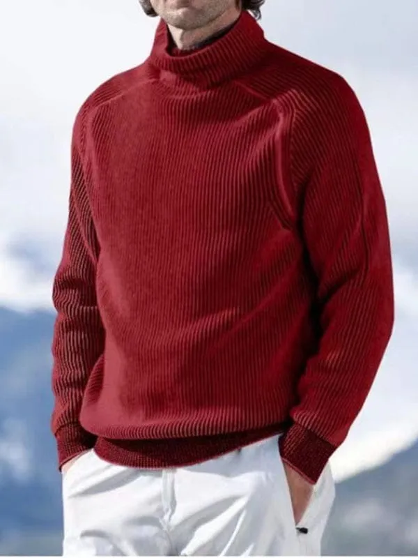 Men's High Collar Long Sleeve Knitted Sweater Top