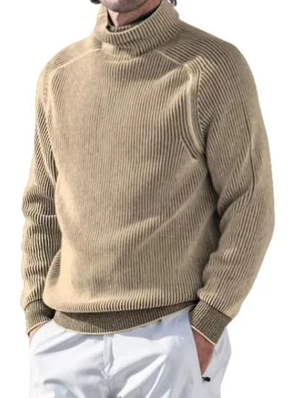 Men's High Collar Long Sleeve Knitted Sweater Top