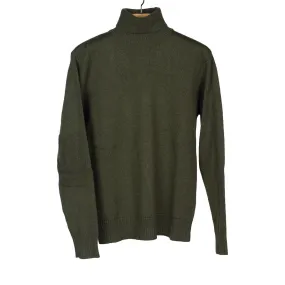 Naval turtleneck sweater in dark green merino wool