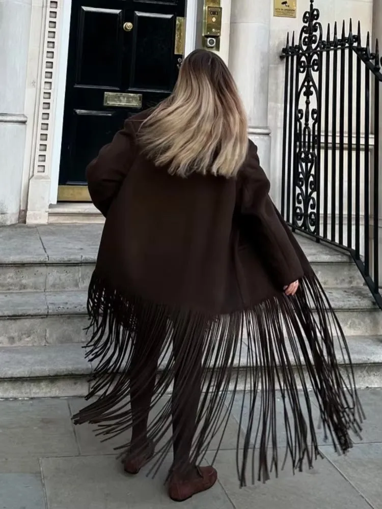 Norma Long Tassel Hem Maxi Coat