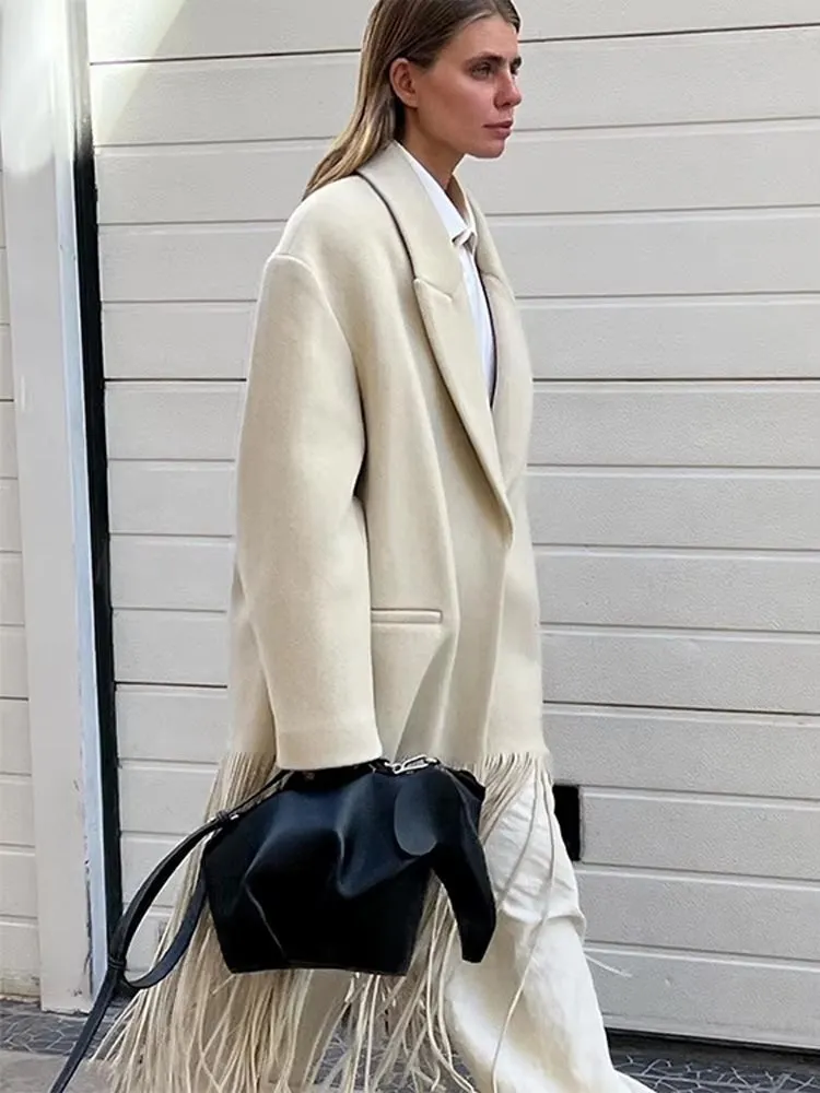 Norma Long Tassel Hem Maxi Coat