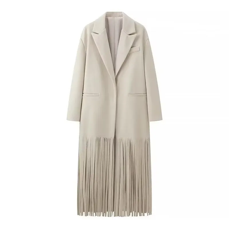 Norma Long Tassel Hem Maxi Coat
