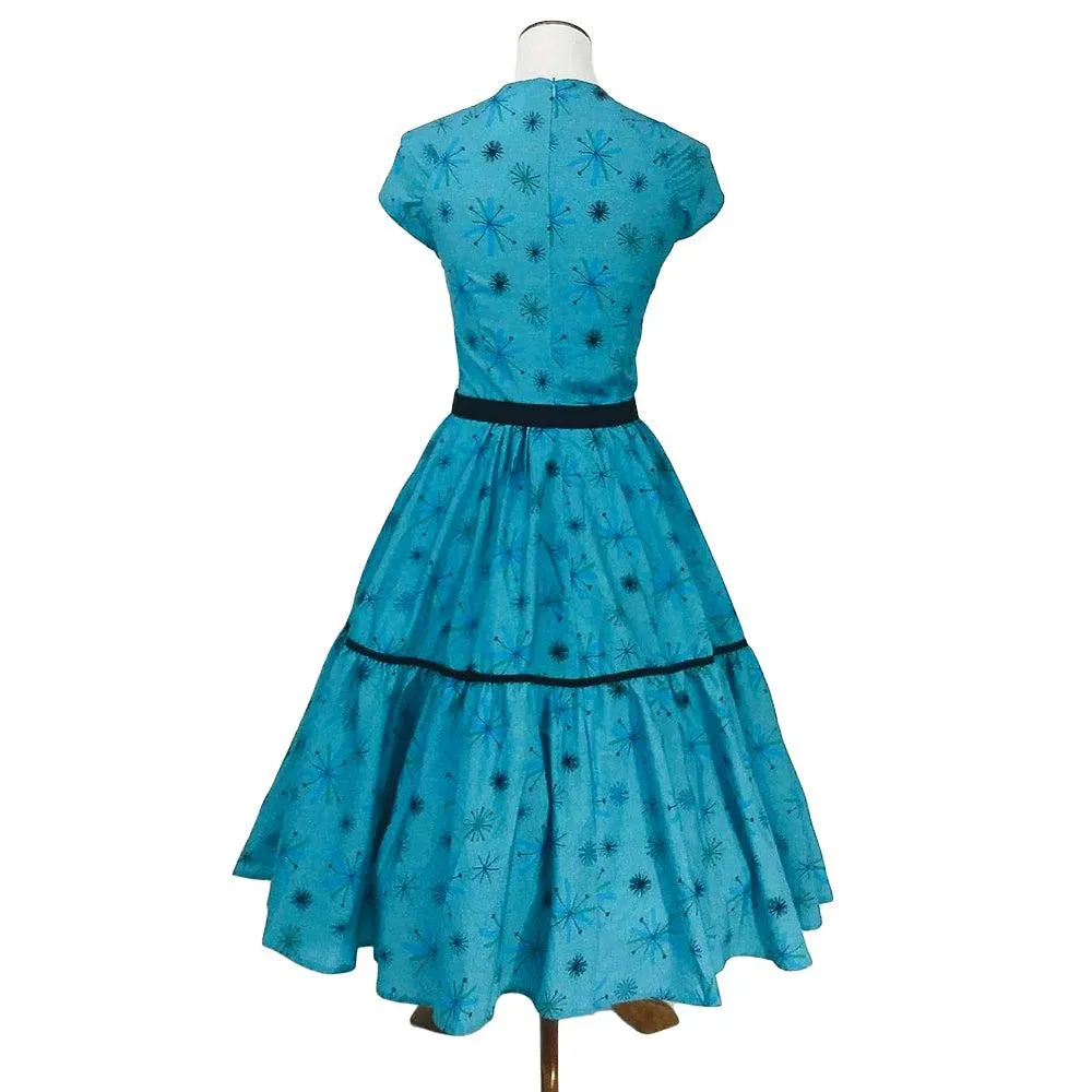 Olivia Swing Dress in Turquoise Atomic Print