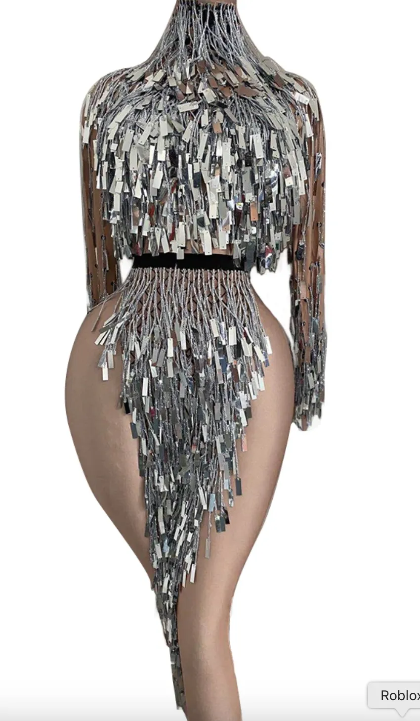 Party Outfit Metallic Dress Party Dress Mirrored Set