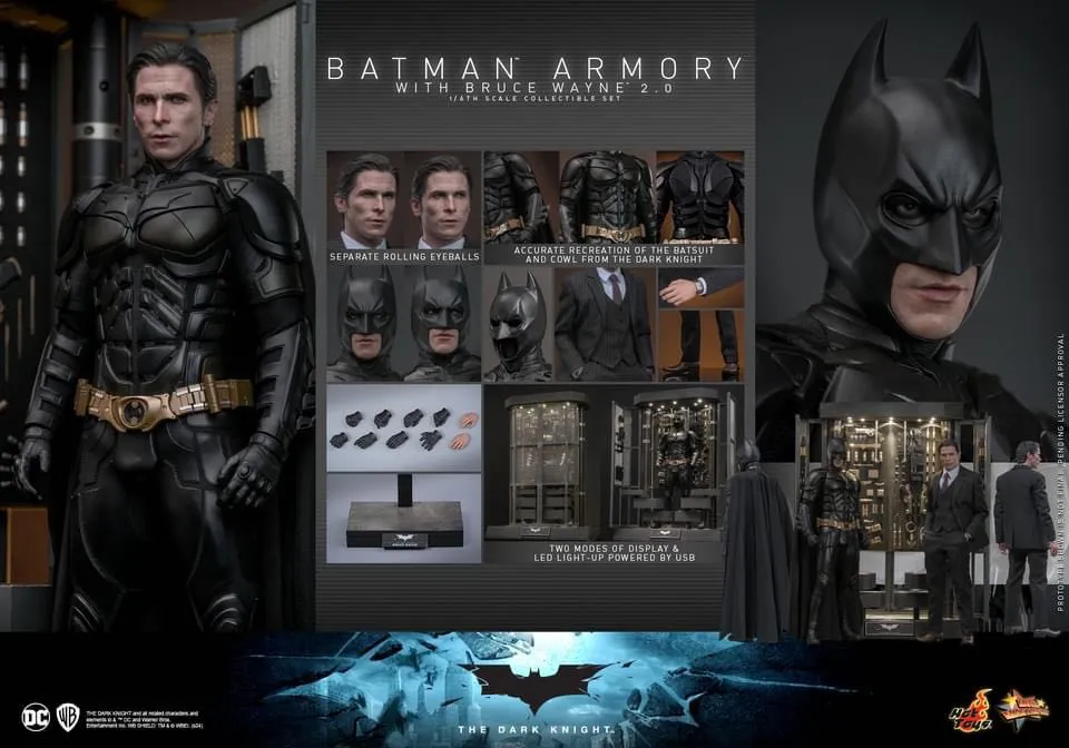 PRE-ORDER: Hot Toys Batman Armory with Bruce Wayne (2.0) Sixth Scale Figure Set