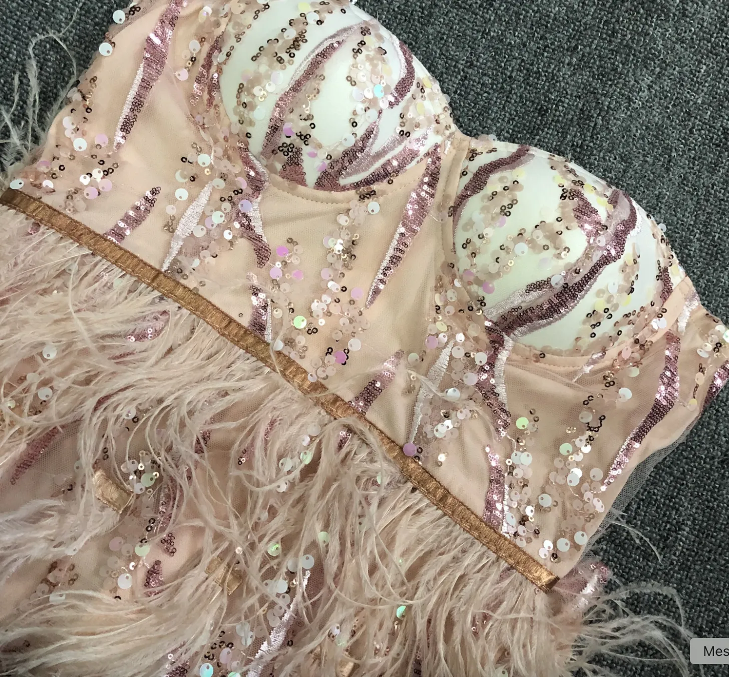 Rhinestones Dress Leotard Sequin Party Dress Outfit Prom Dress Bride Feathers Dress