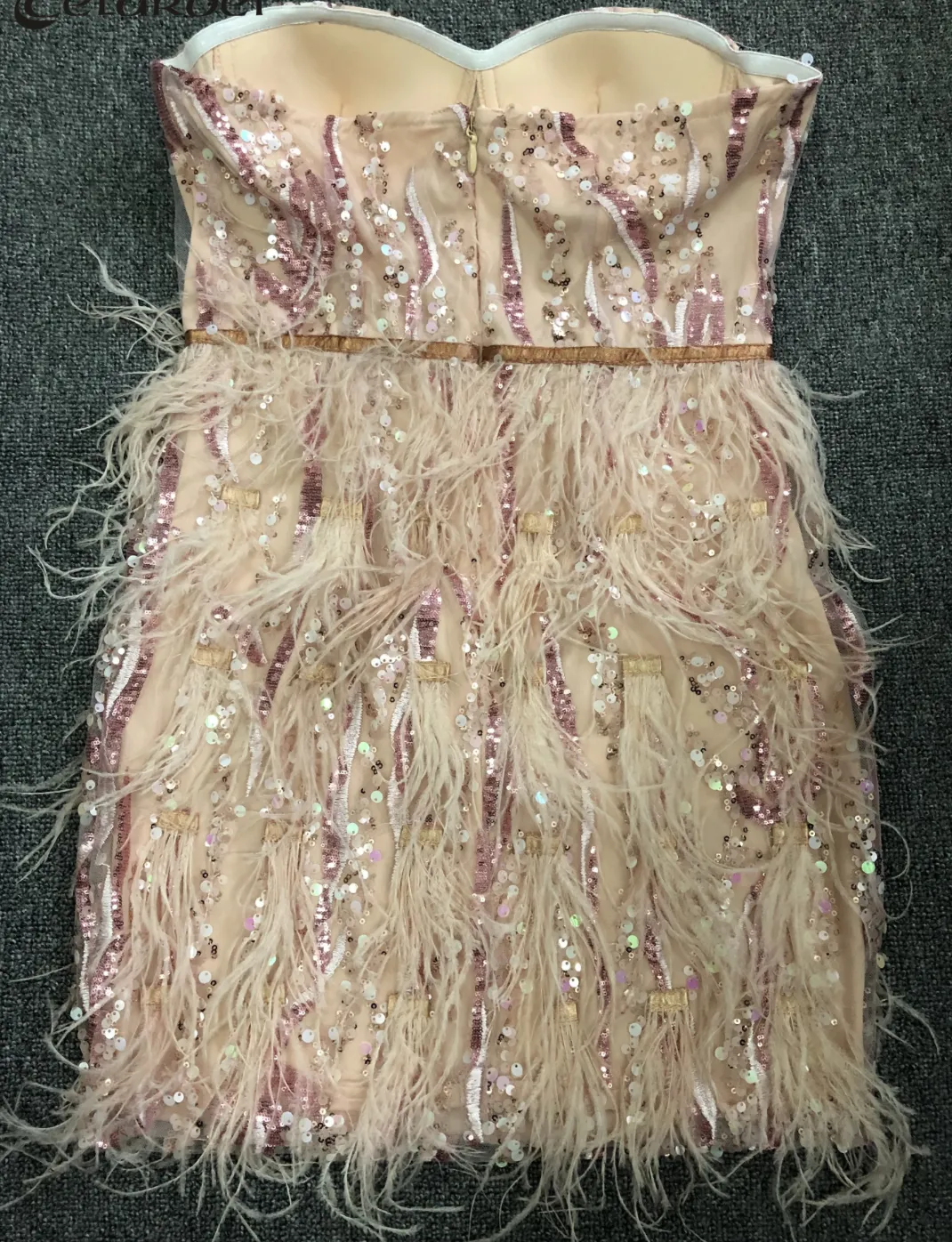 Rhinestones Dress Leotard Sequin Party Dress Outfit Prom Dress Bride Feathers Dress