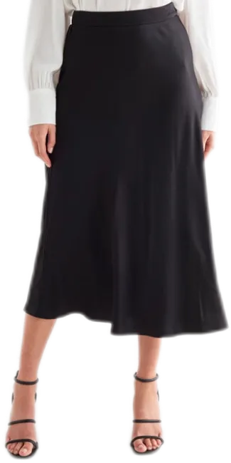 Satin A Line Midi Skirt