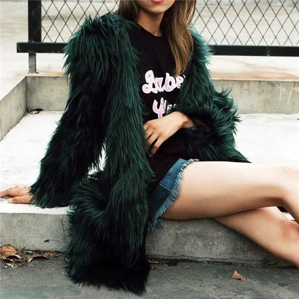 Shaggy Faux Fur Hooded Coats - 4 Colors