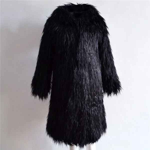 Shaggy Faux Fur Hooded Coats - 4 Colors