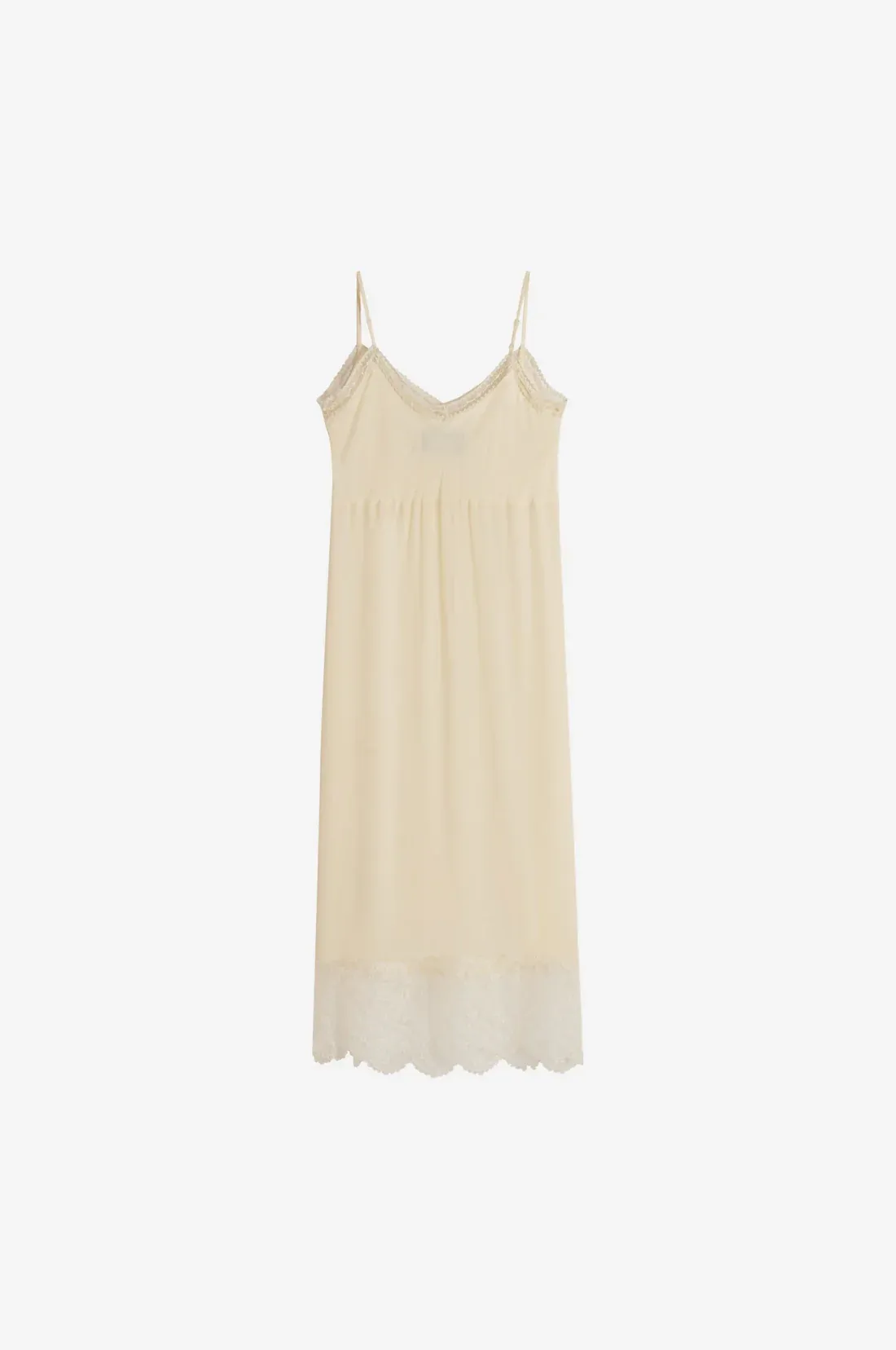 Slip Crepe Dress with Lace Trim