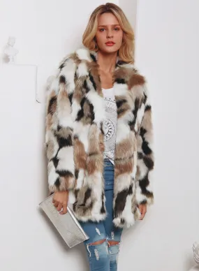 Tailored Collar Faux Fur Long Sleeve Fall Winter Coat