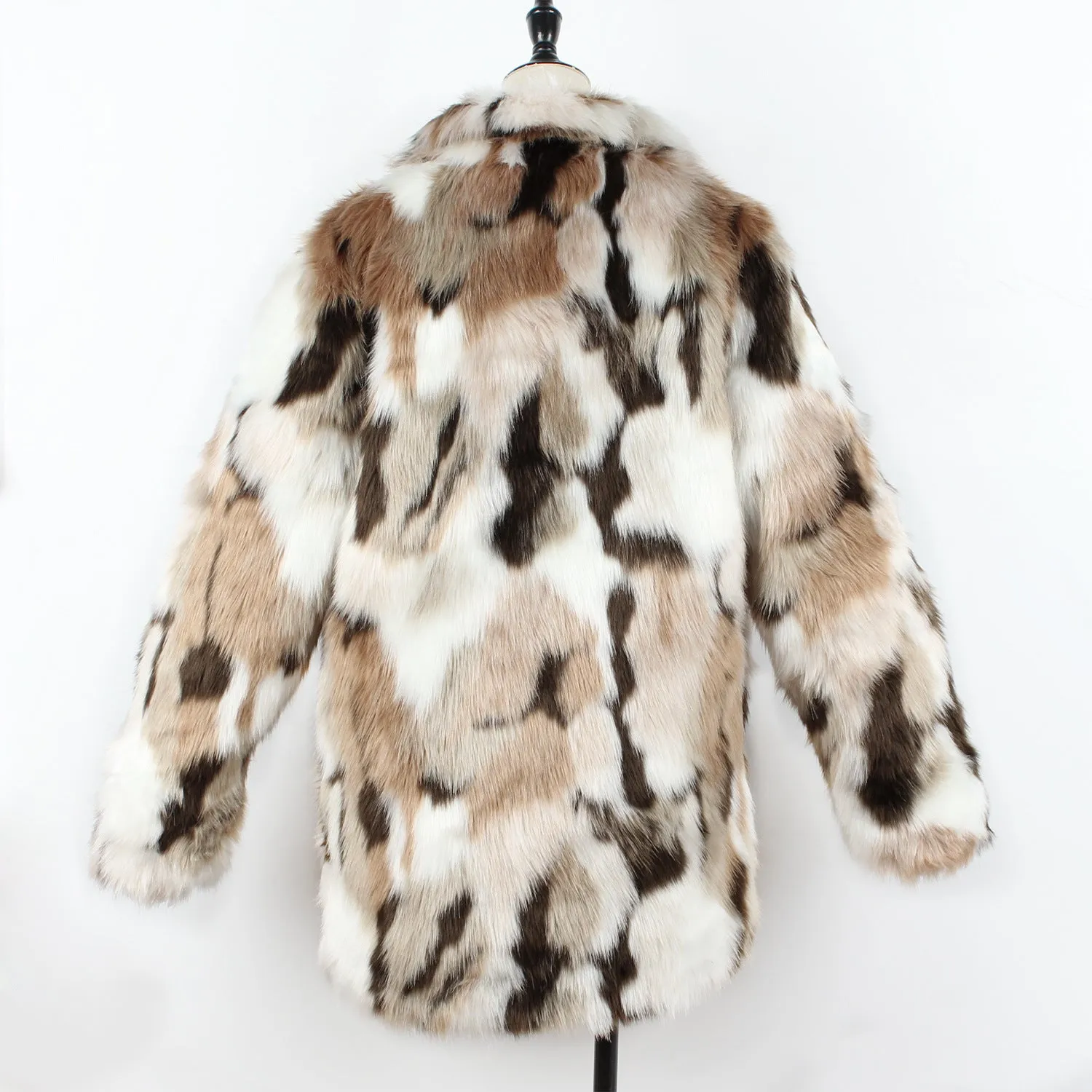Tailored Collar Faux Fur Long Sleeve Fall Winter Coat
