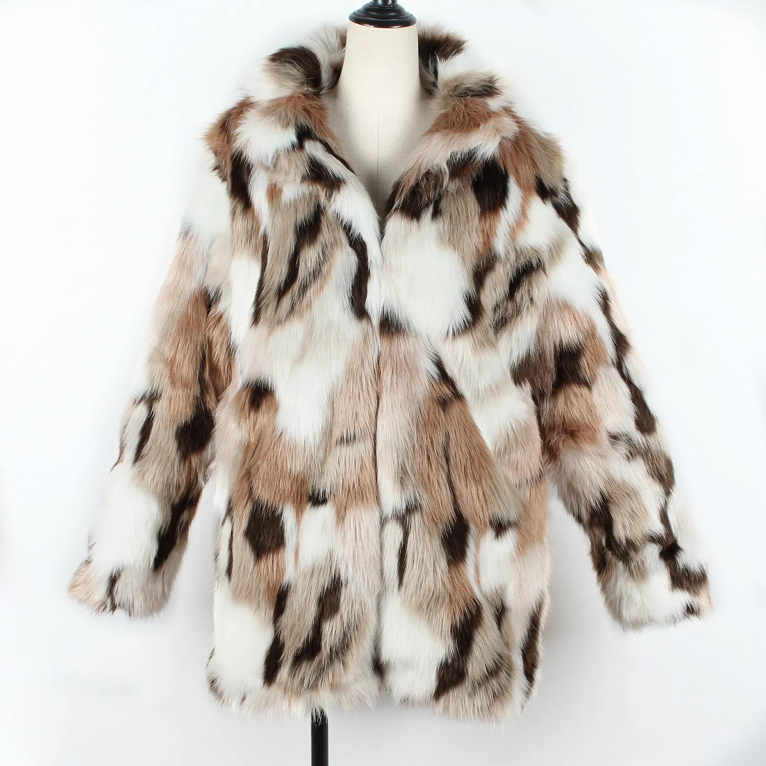 Tailored Collar Faux Fur Long Sleeve Fall Winter Coat