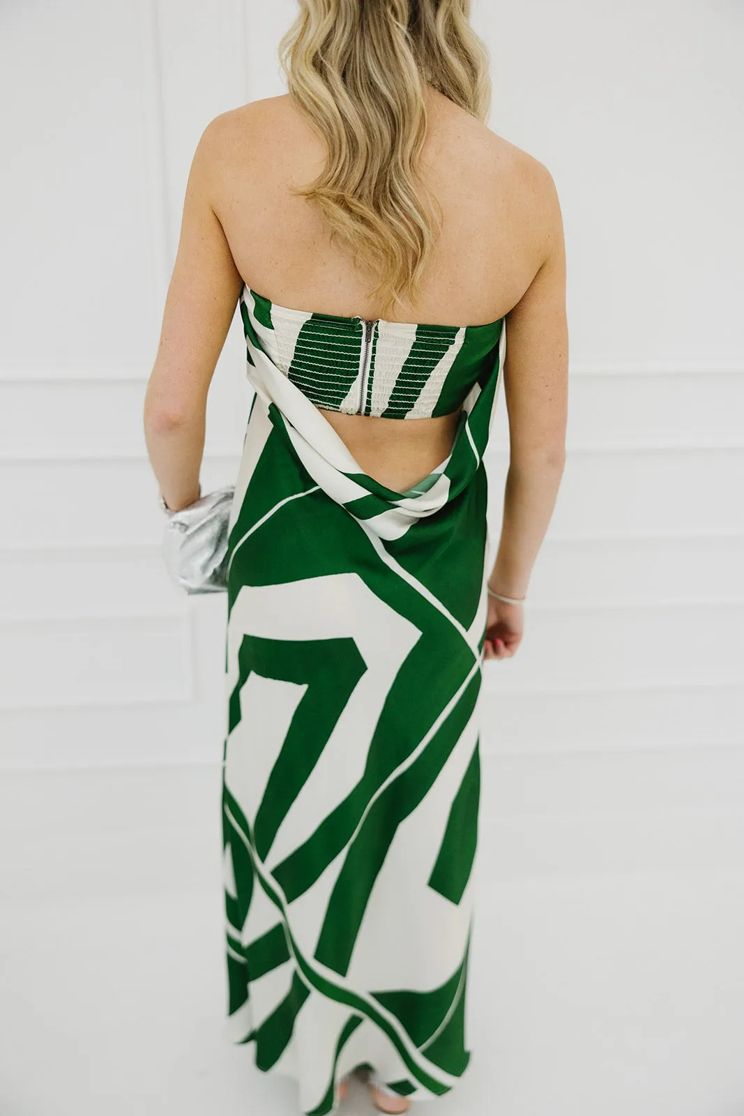 Talia Dress - Cream/Green Combo