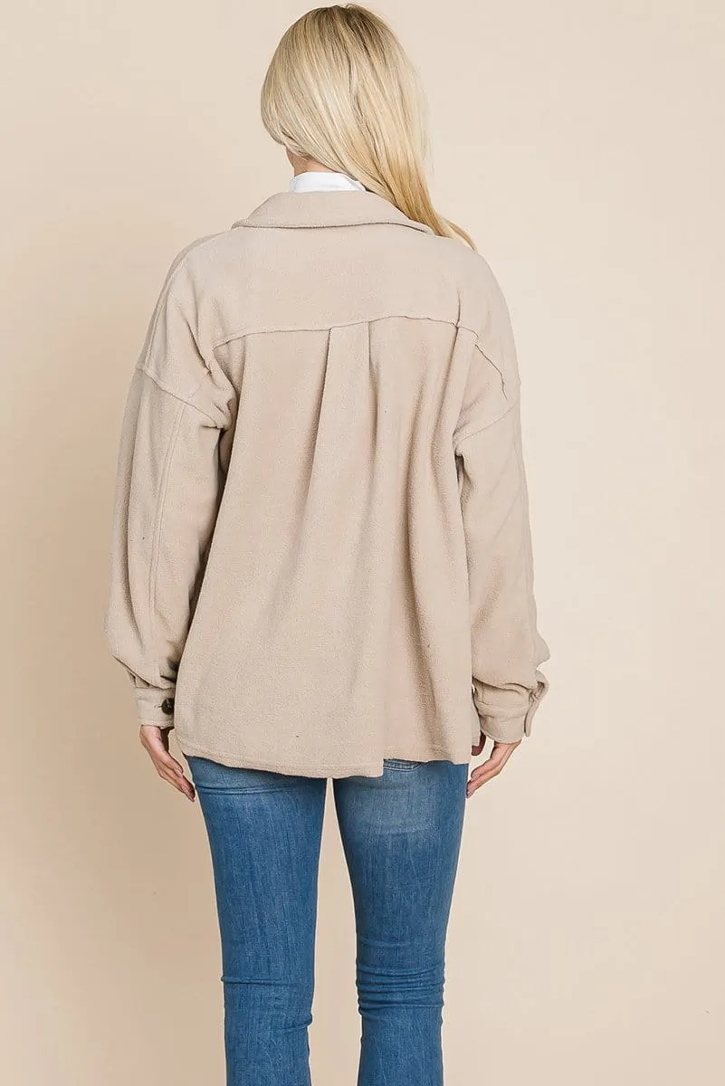 Women's Fleece Jacket with Lapel Buttons