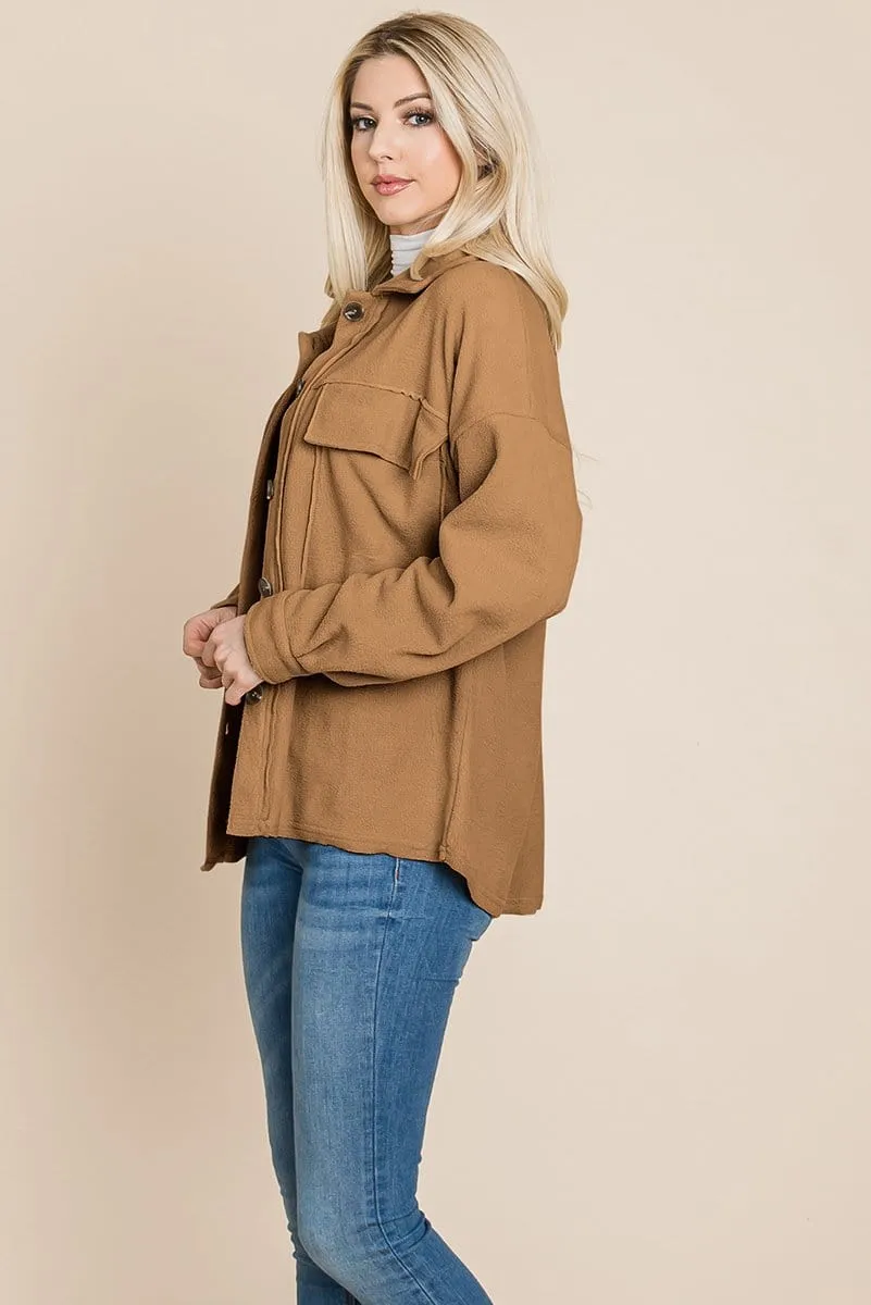Women's Fleece Jacket with Lapel Buttons