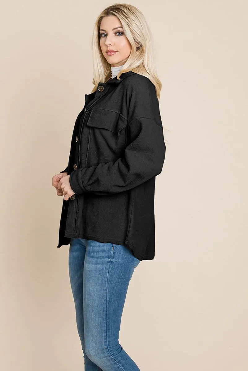 Women's Fleece Jacket with Lapel Buttons