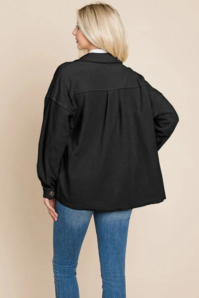 Women's Fleece Jacket with Lapel Buttons