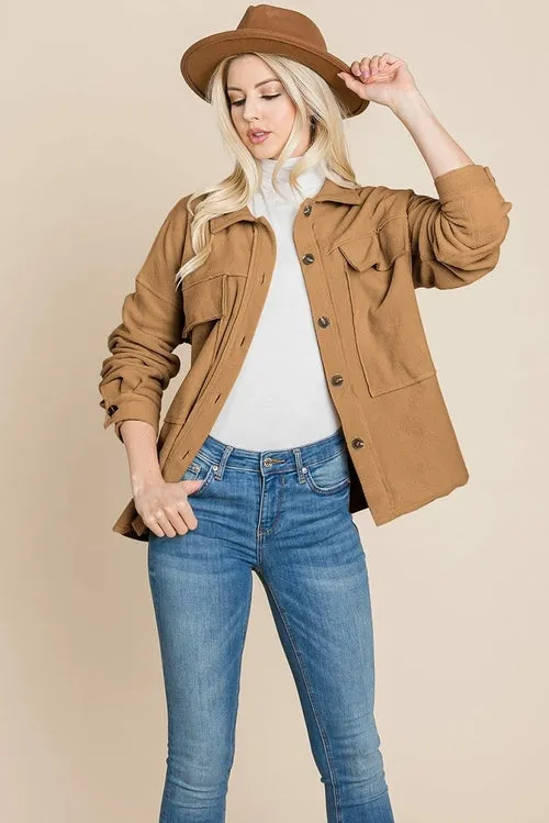 Women's Fleece Jacket with Lapel Buttons