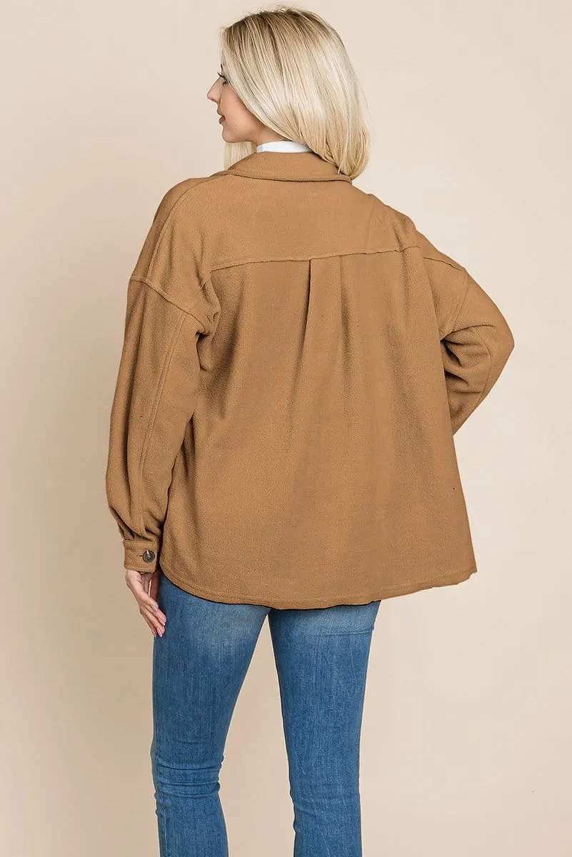 Women's Fleece Jacket with Lapel Buttons